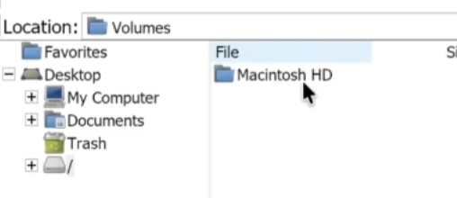 MetaTrader folder window showing the Macintosh HD folder